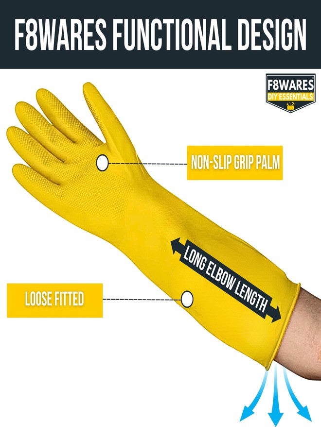 F8WARES 1Pair 16 Inch Long Hand Gloves - Rubber Gloves for Cleaning - Gloves for Washing Utensils - Gardening Gloves - Dish Washing Gloves - Kitchen - Image 3